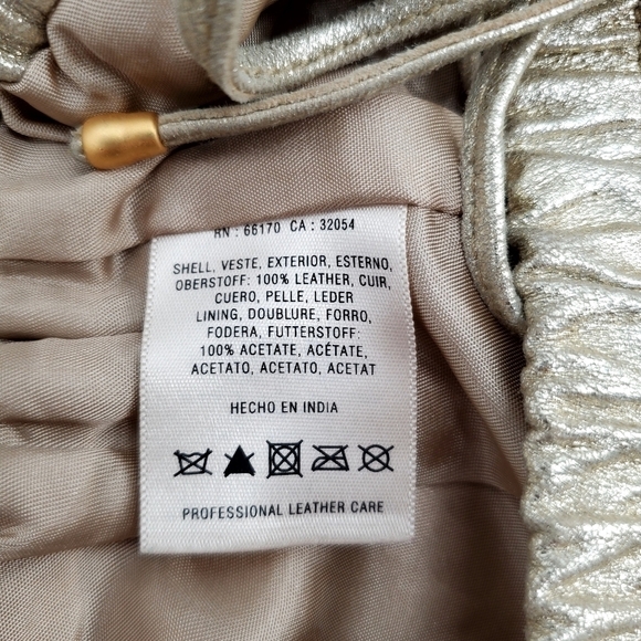 Anthropologie Leifsdottir Floral Cutout Gold Leather Mini Pull-on Skirt - Picture 5 of 7